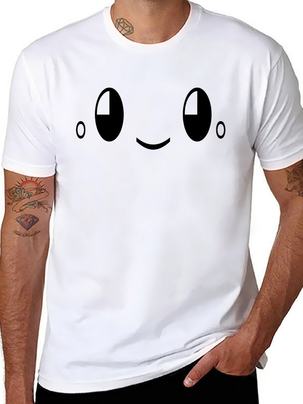 Black T-Shirt with Cute Smiley Face Graphic