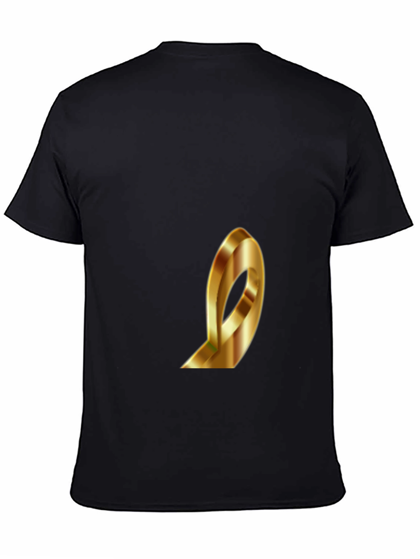 Stylish Black T-Shirt with Gold Ribbon Design