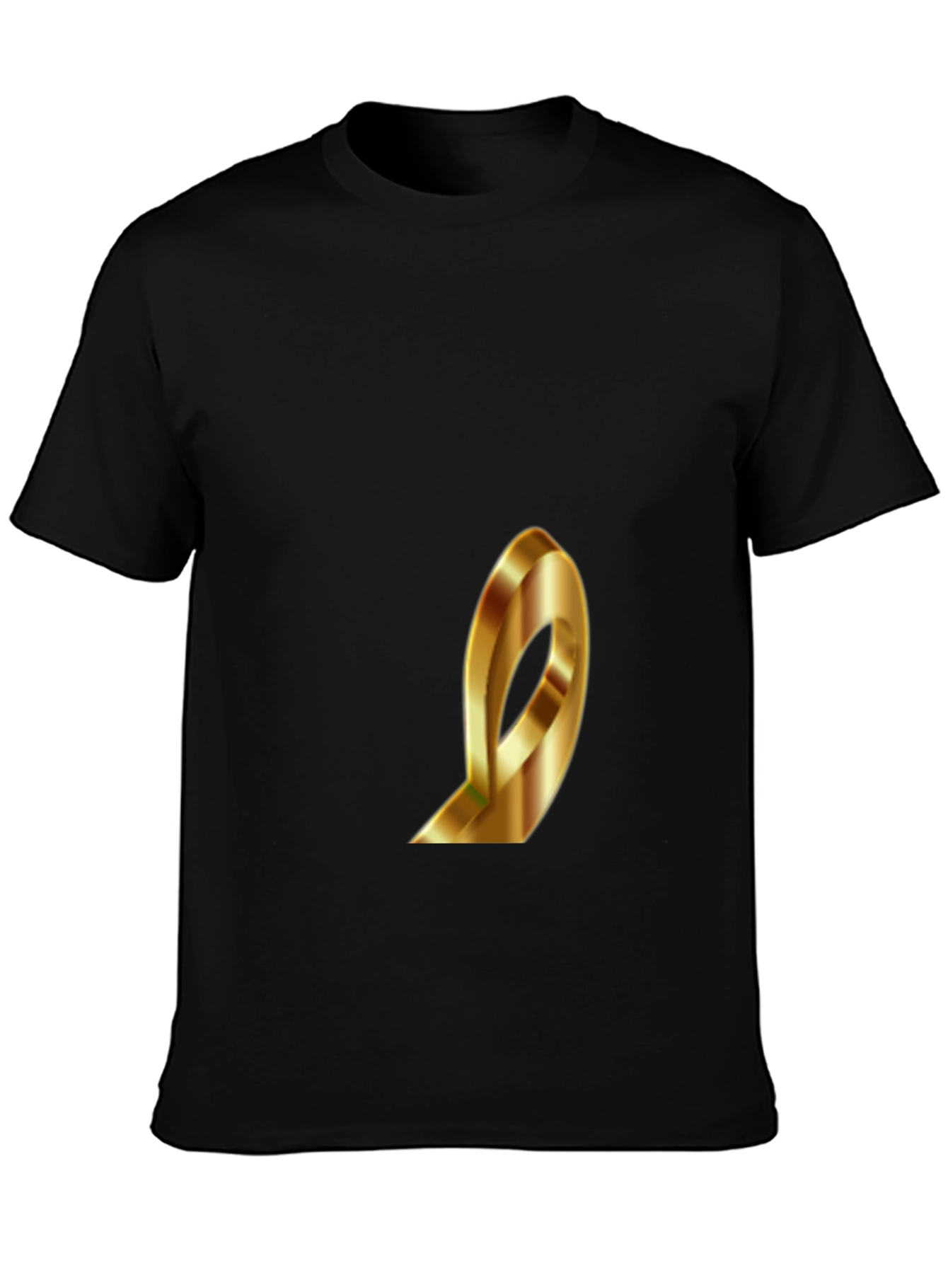 Stylish Black T-Shirt with Gold Ribbon Design