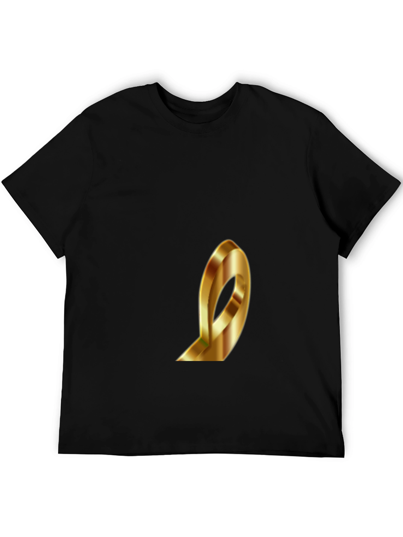Stylish Black T-Shirt with Gold Ribbon Design