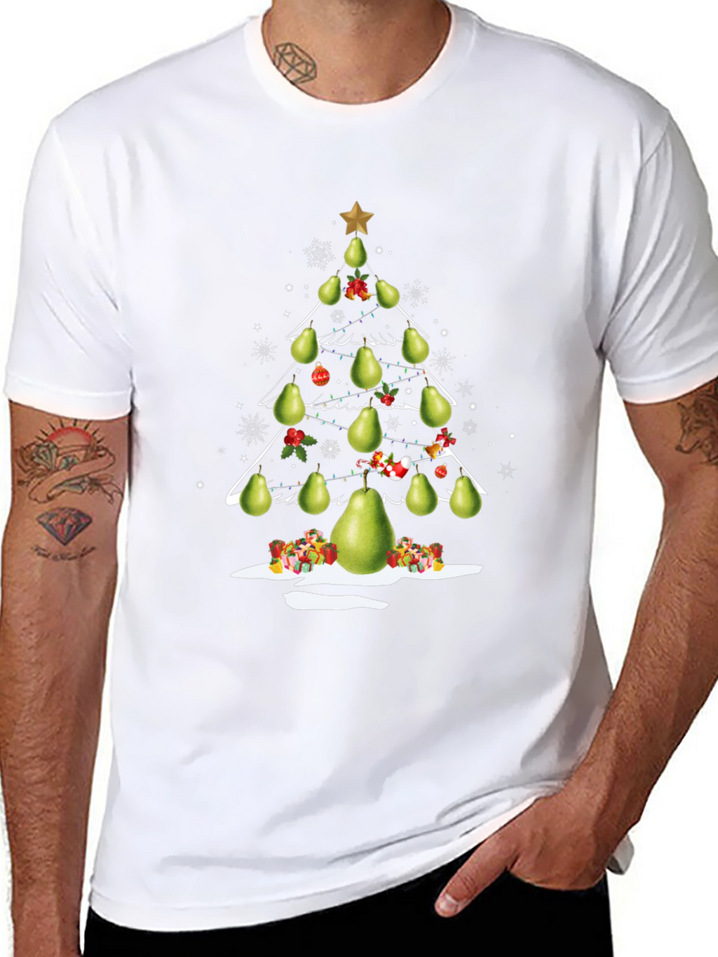 Pear Christmas Tree T-Shirt Festive Holiday Tee