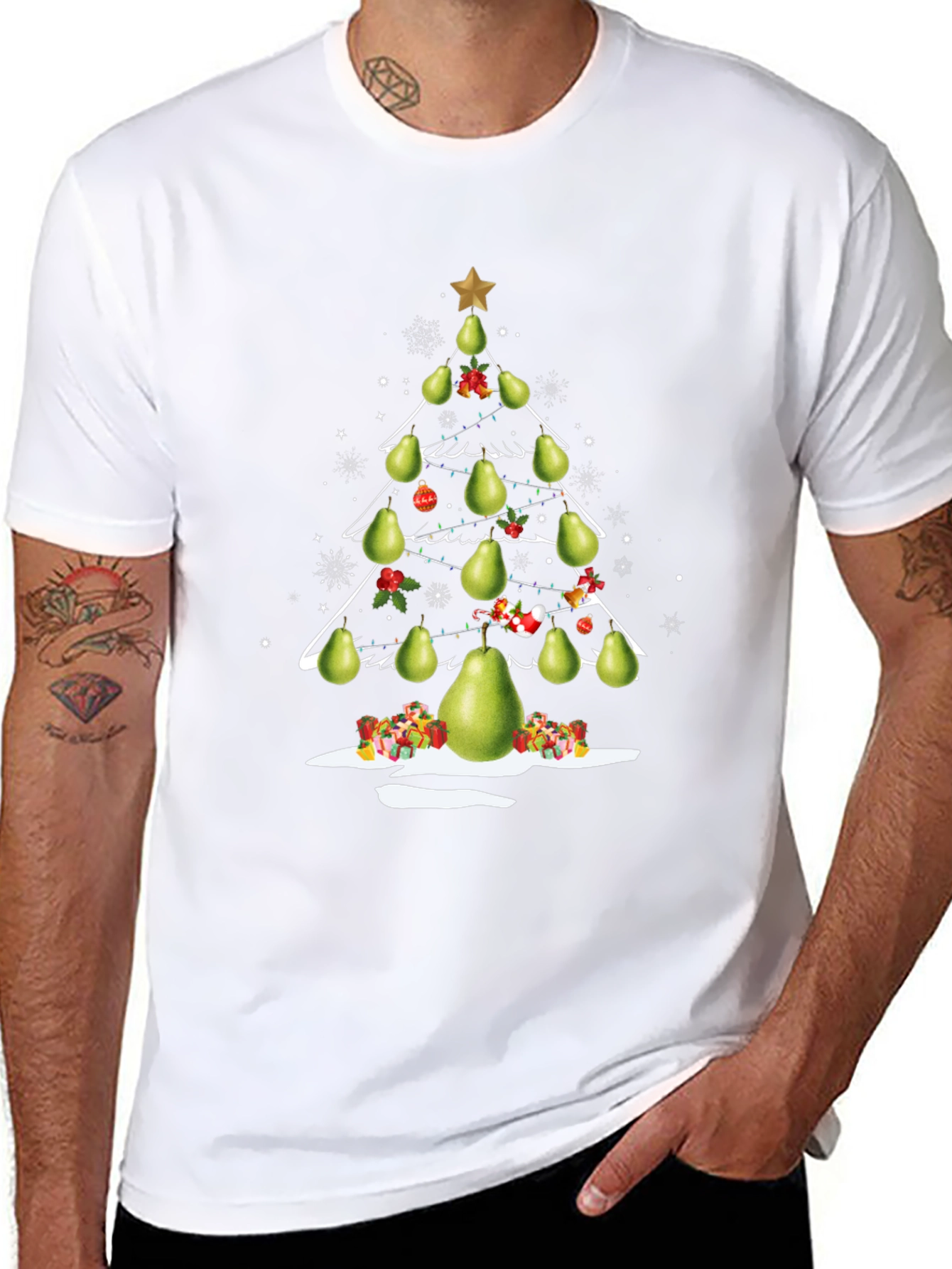 Pear Christmas Tree T-Shirt Festive Holiday Tee