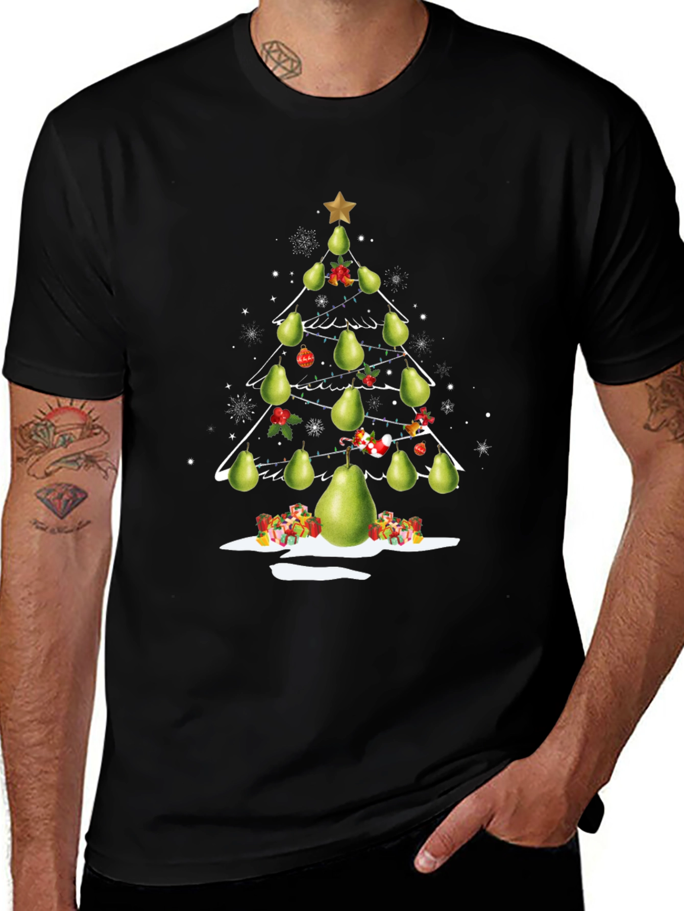 Pear Christmas Tree T-Shirt Festive Holiday Tee