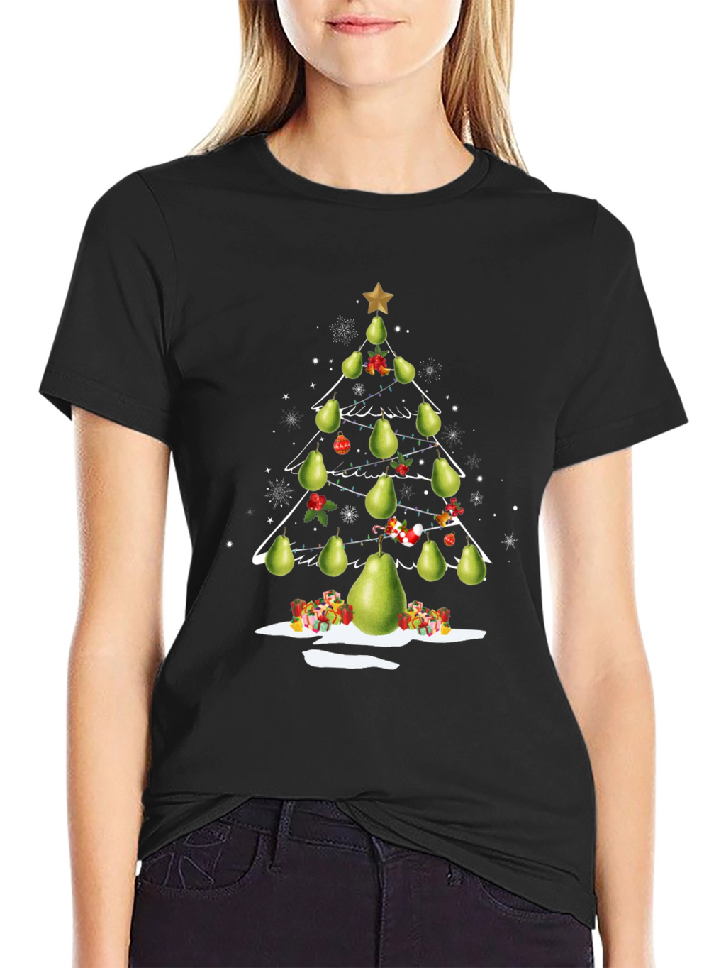 Pear Christmas Tree T-Shirt Festive Holiday Tee