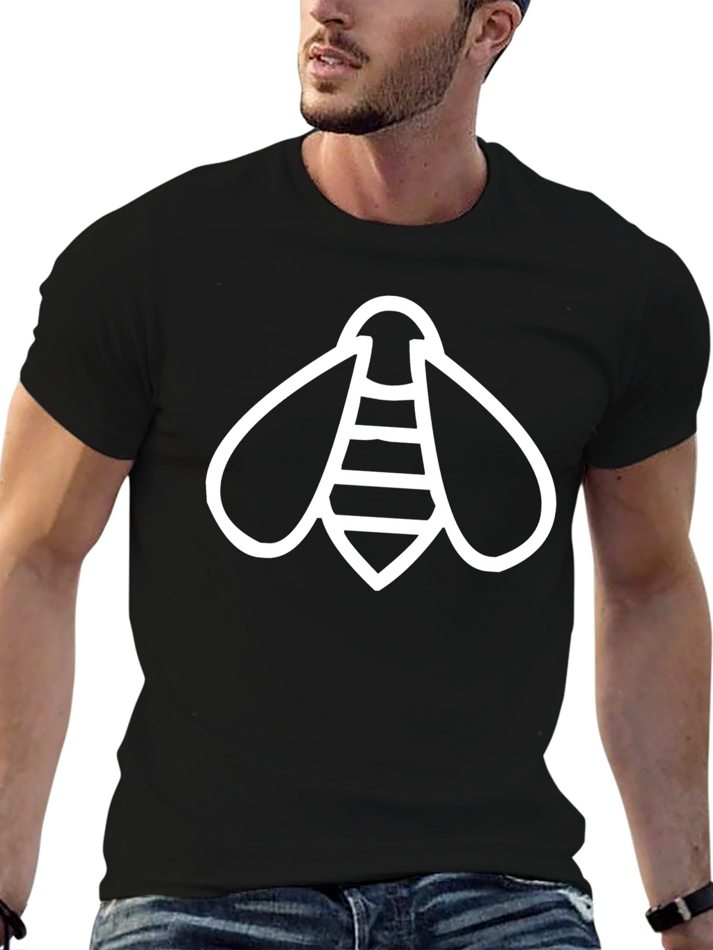 Bee Graphic T-Shirt - Black Cotton Blend