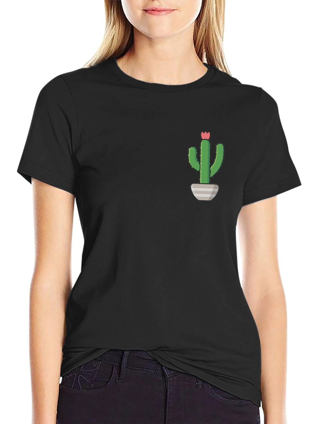 Cactus Plant Graphic Tee - Black Casual T-Shirt