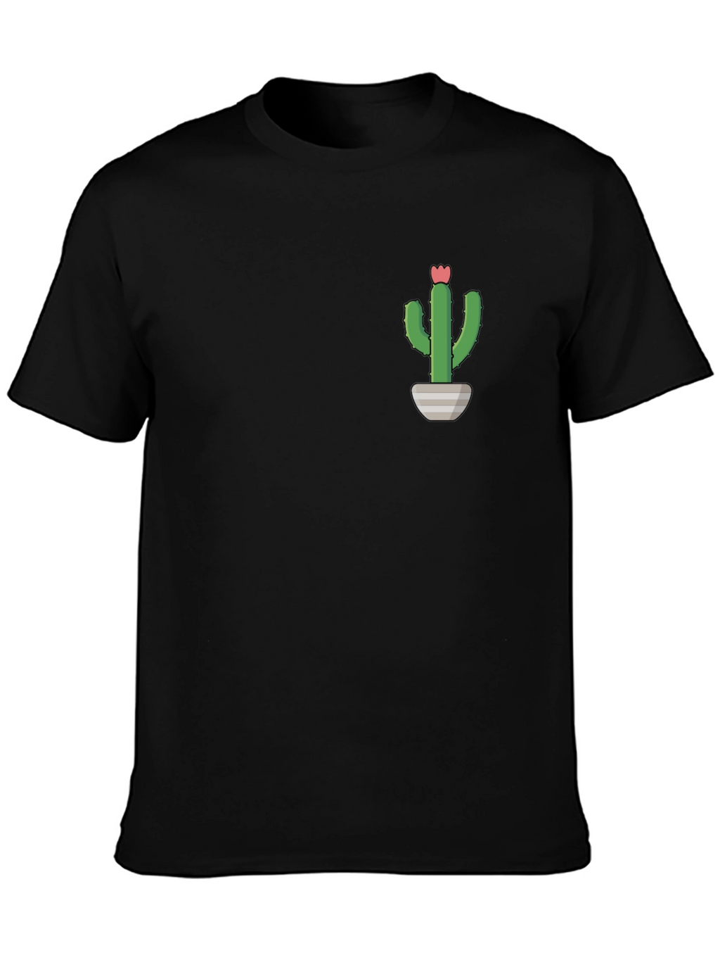 Cactus Plant Graphic Tee - Black Casual T-Shirt
