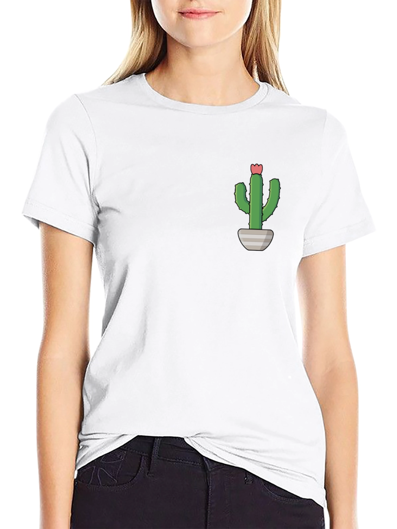 Cactus Plant Graphic Tee - Black Casual T-Shirt