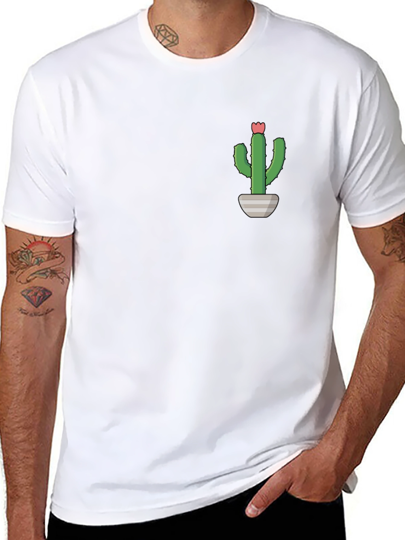 Cactus Plant Graphic Tee - Black Casual T-Shirt