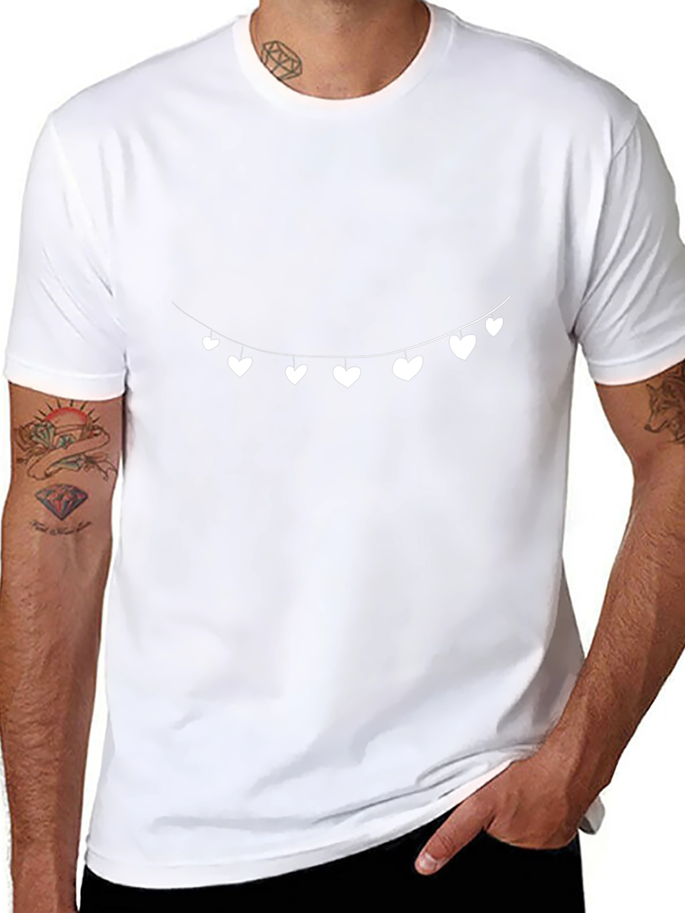 Mens Black Heart String Graphic Tee