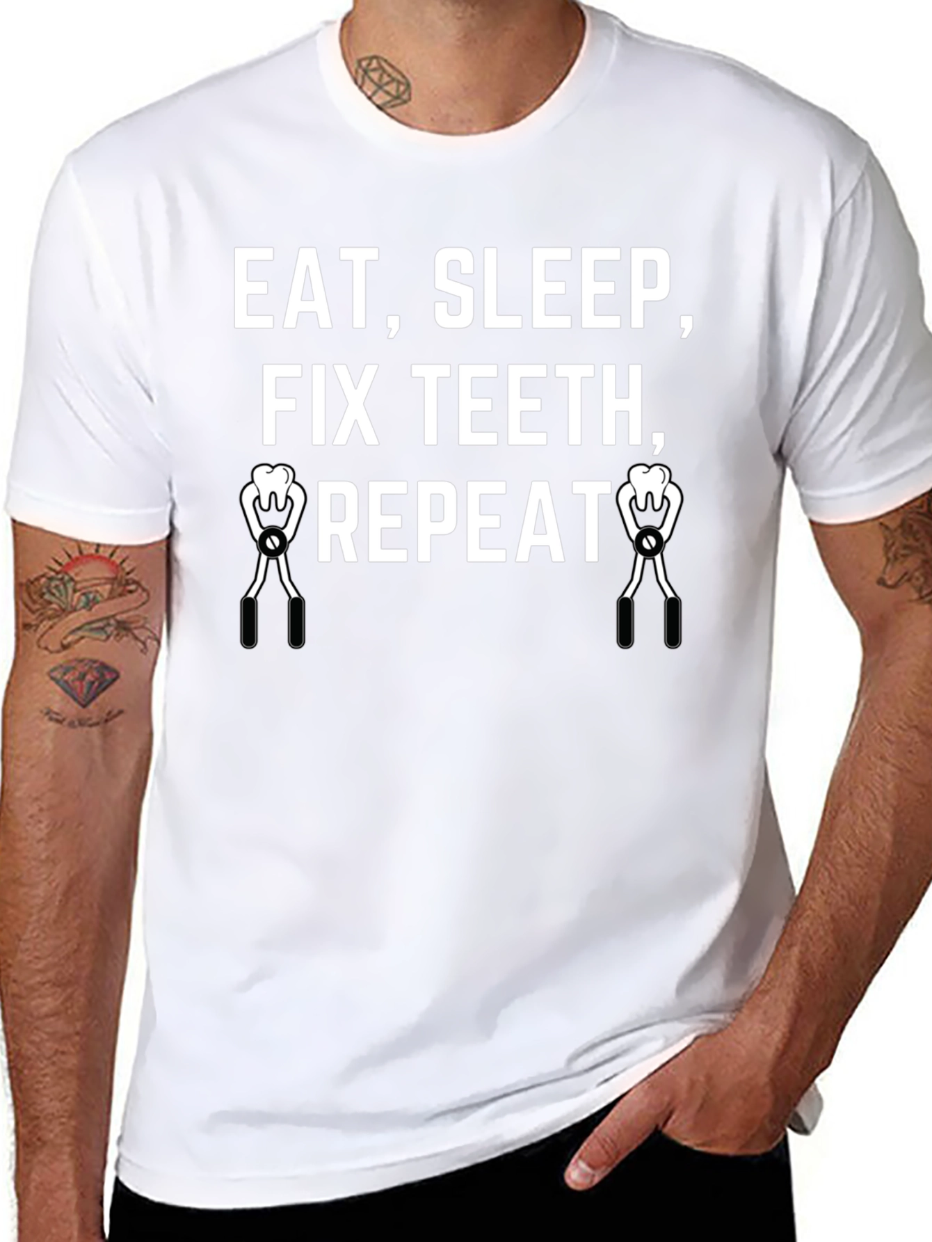 Eat Sleep Fix Teeth Repeat Black T-Shirt