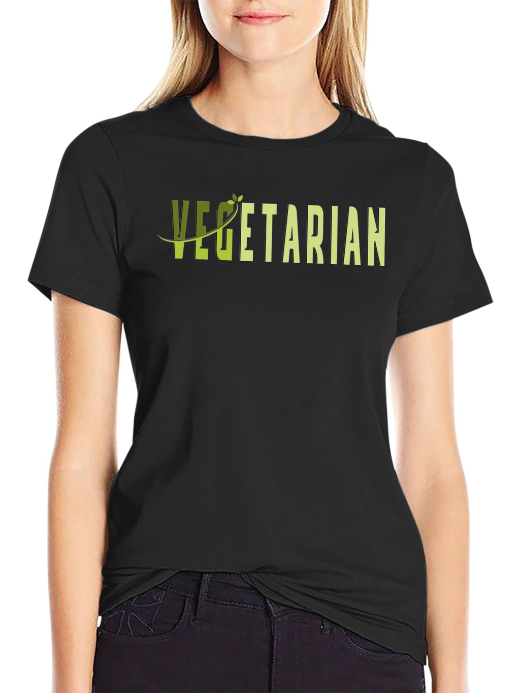 Vegetarian Graphic T-Shirt - Black Casual Tee
