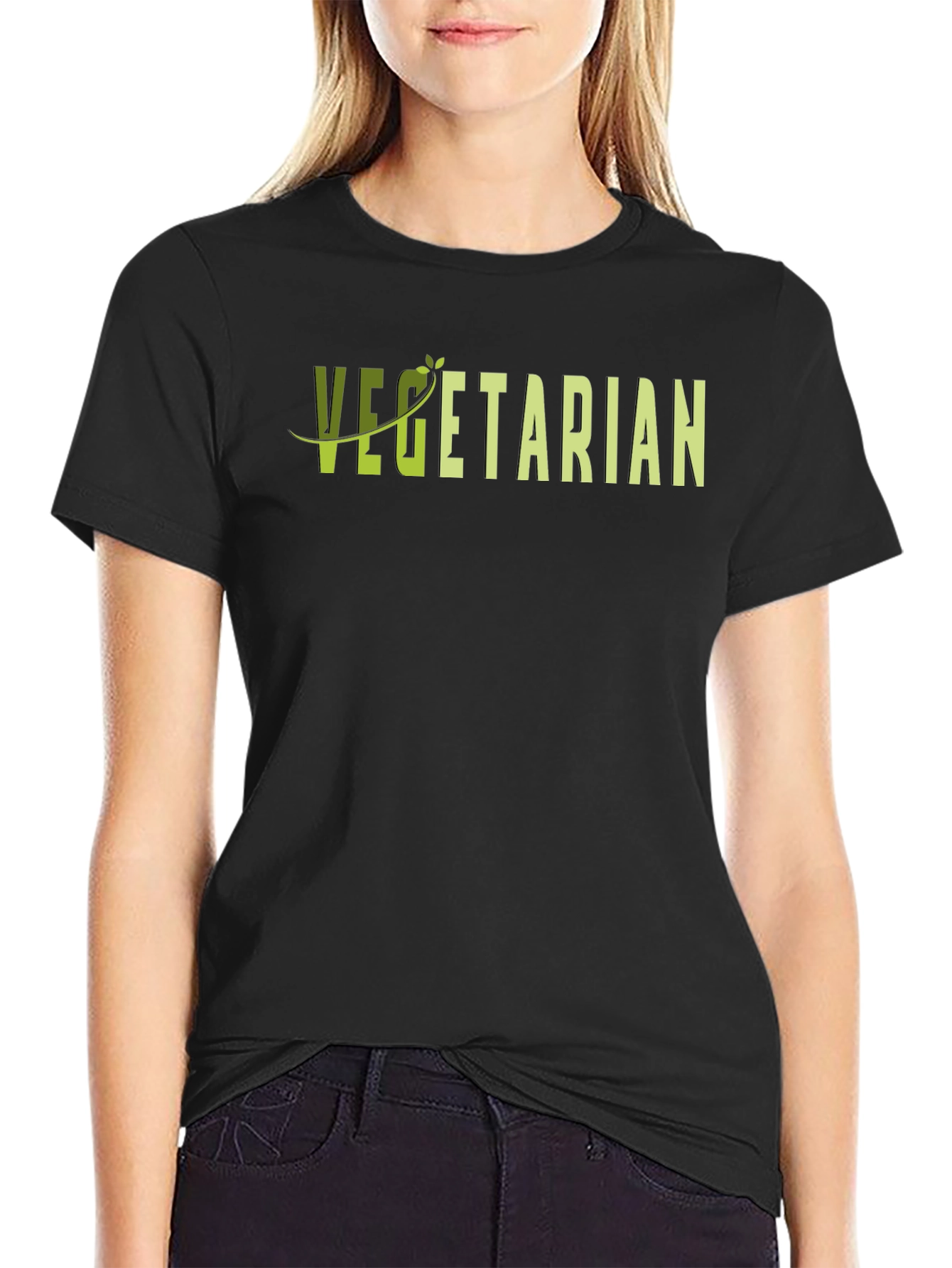 Vegetarian Graphic T-Shirt - Black Casual Tee