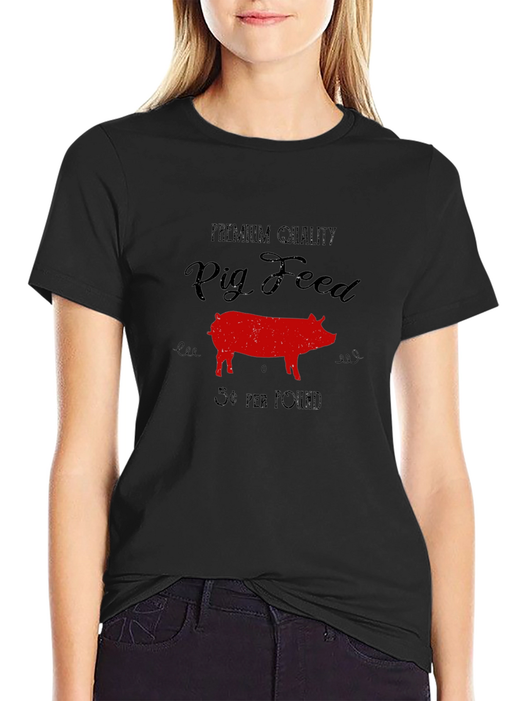 Premium Pig Feed T-Shirt - Black Cotton Tee