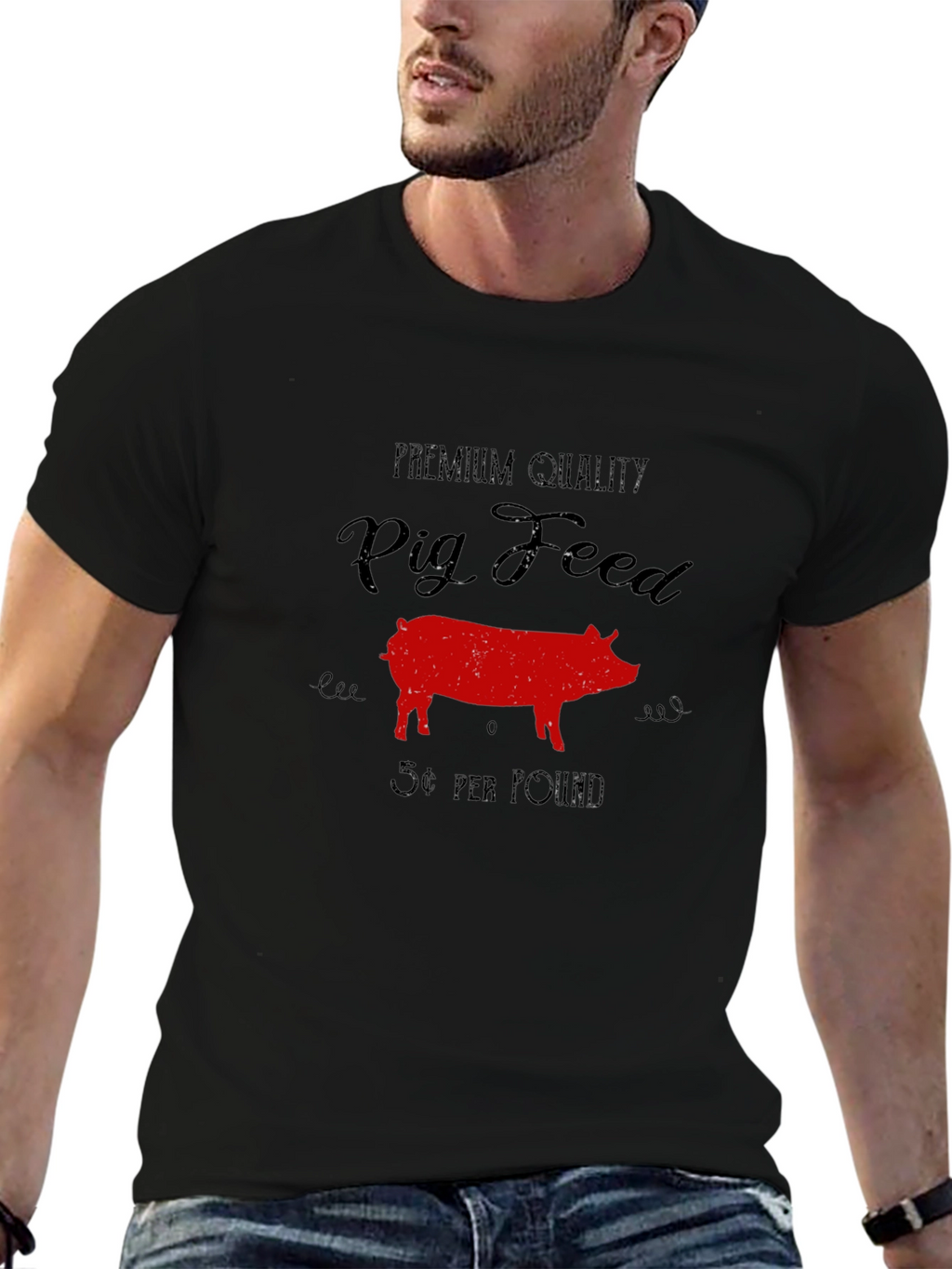 Premium Pig Feed T-Shirt - Black Cotton Tee