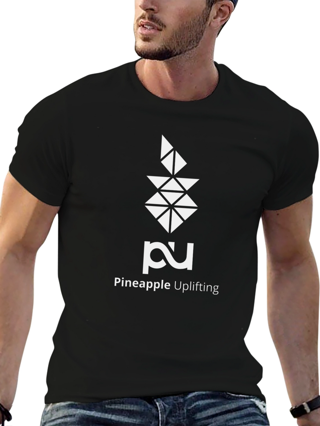 Pineapple Uplifting Graphic Tee - Modern Black T-Shirt