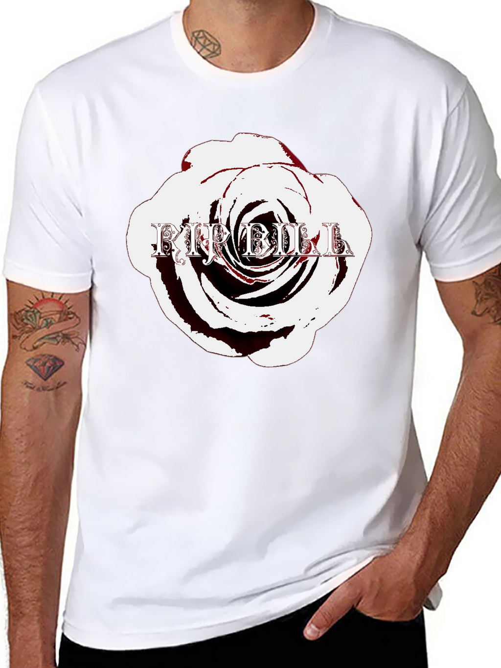 Rose with Text Black T-Shirt