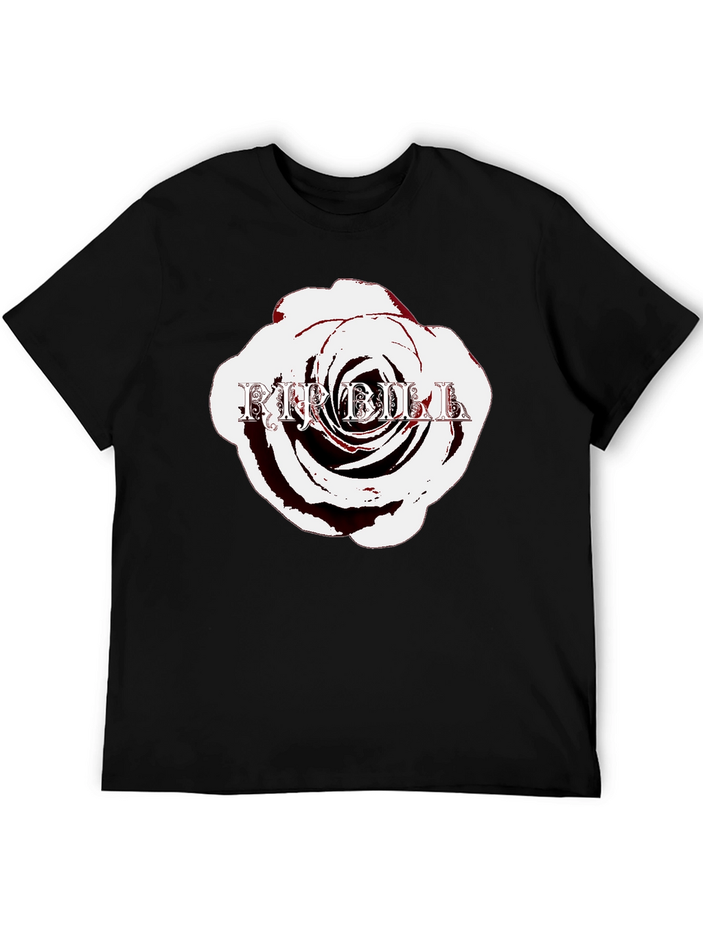 Rose with Text Black T-Shirt
