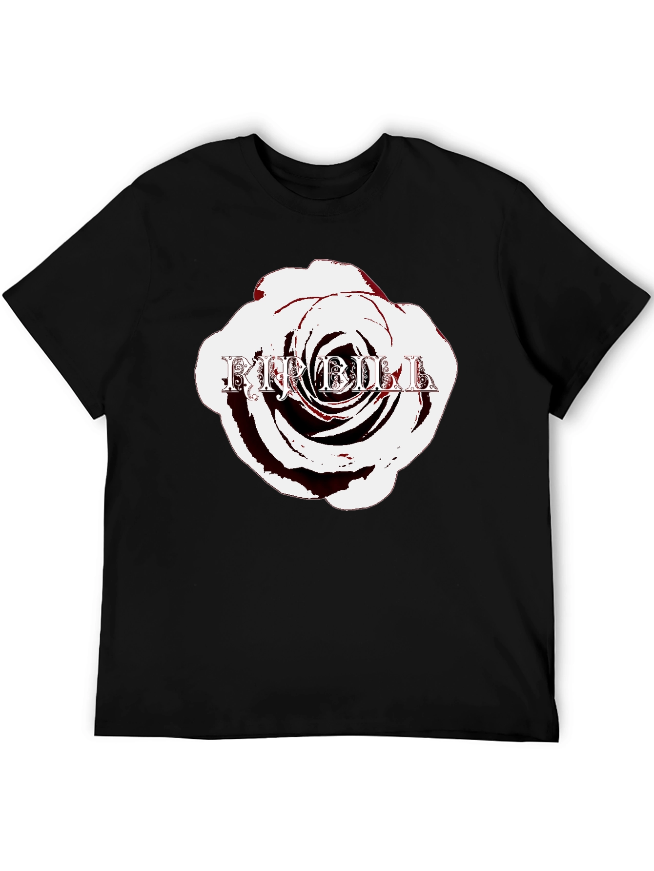 Rose with Text Black T-Shirt