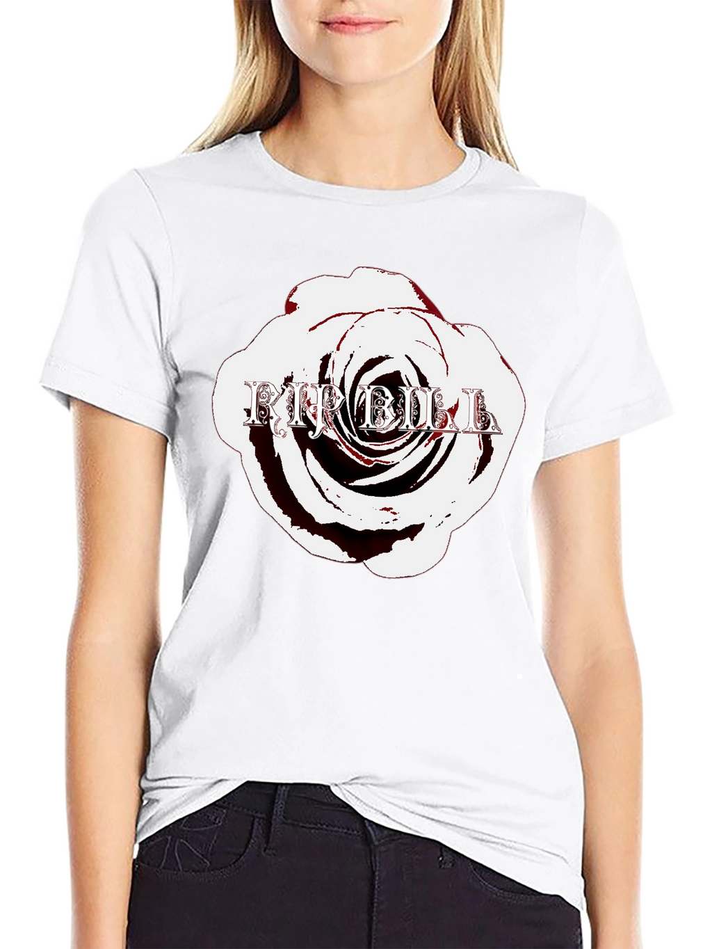 Rose with Text Black T-Shirt