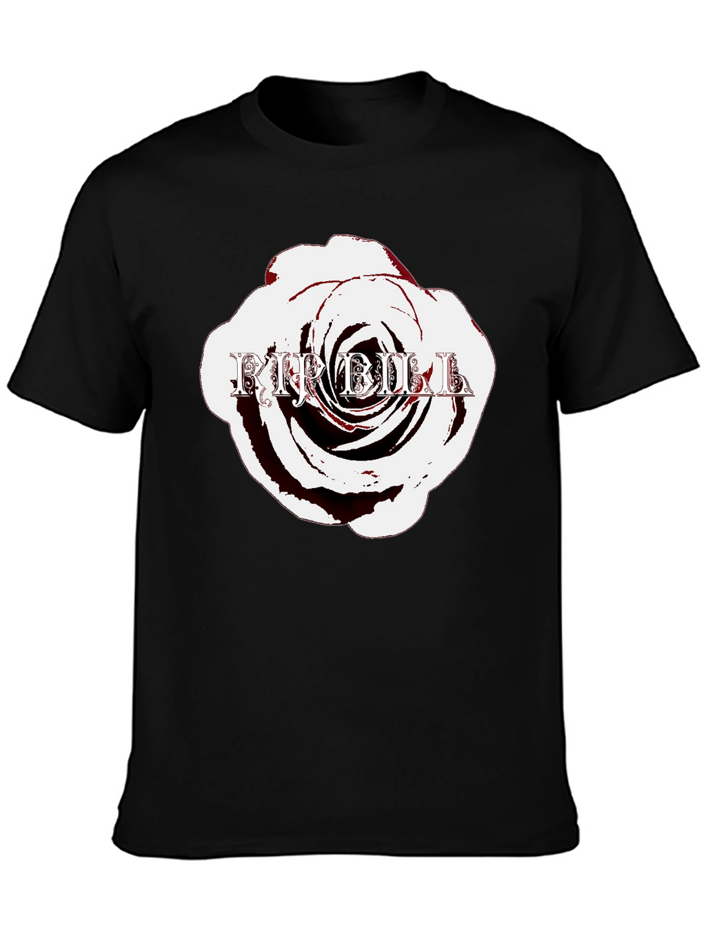 Rose with Text Black T-Shirt