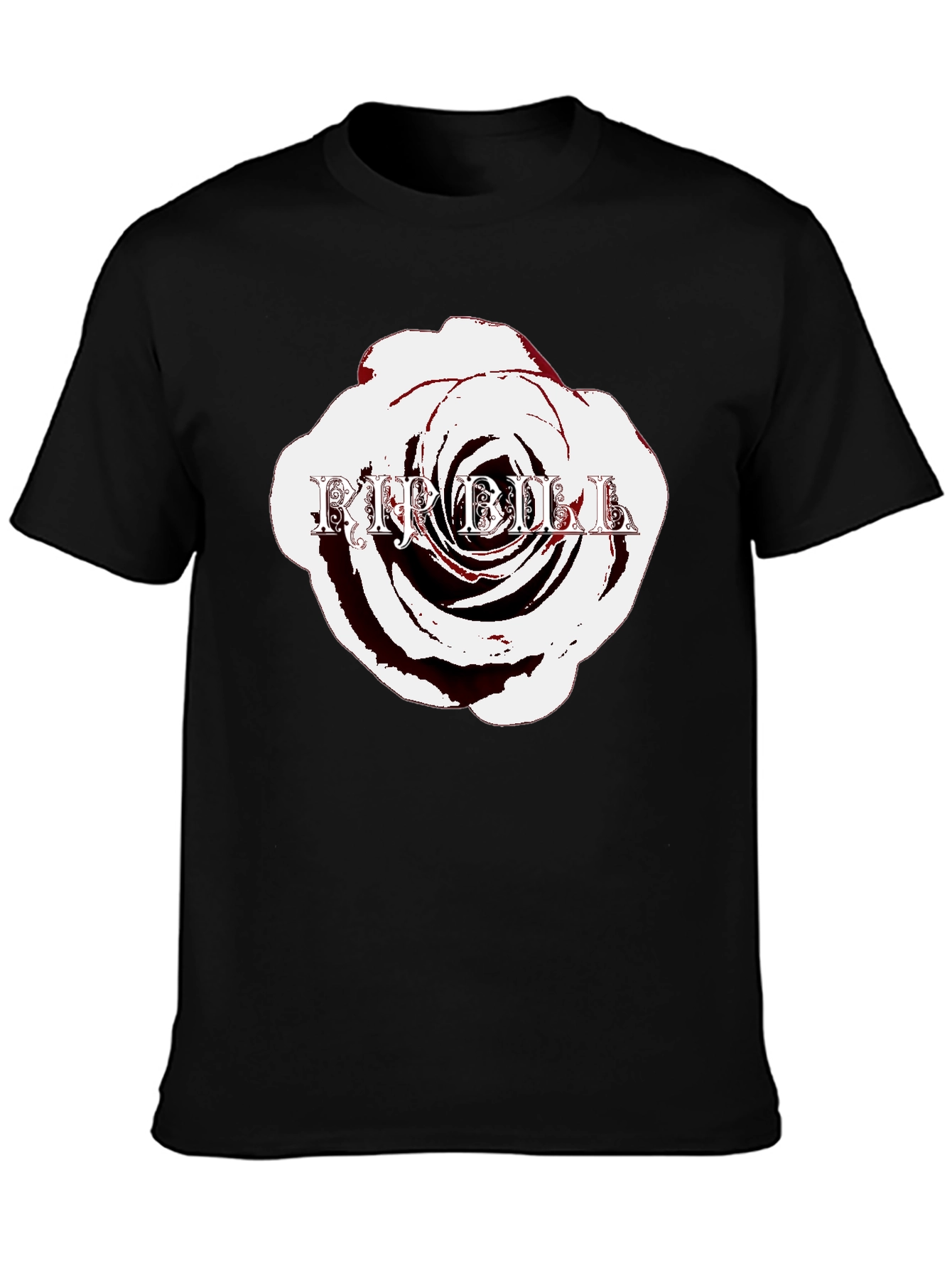 Rose with Text Black T-Shirt