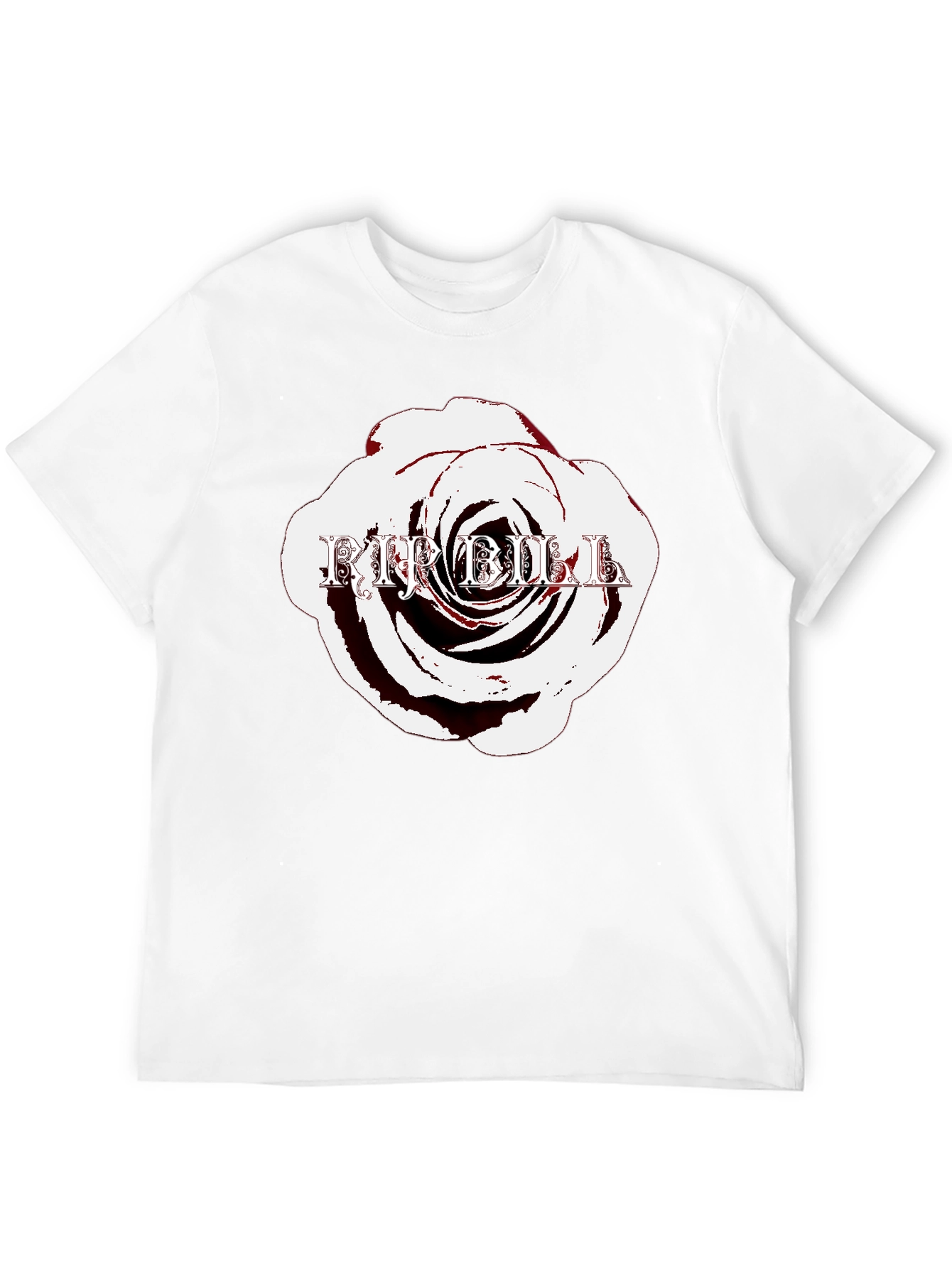 Rose with Text Black T-Shirt