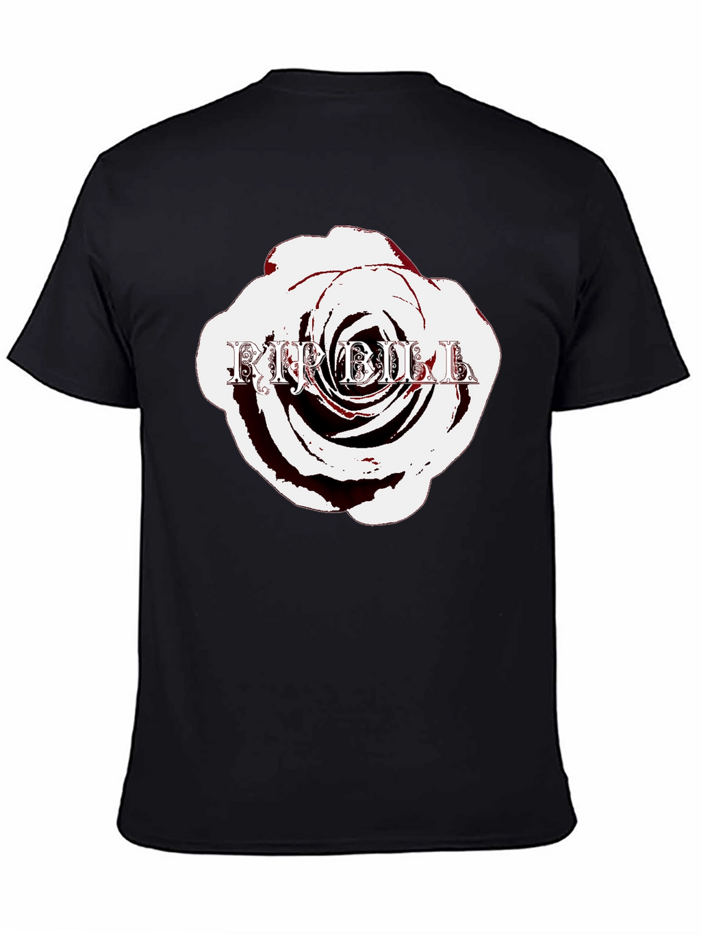 Rose with Text Black T-Shirt