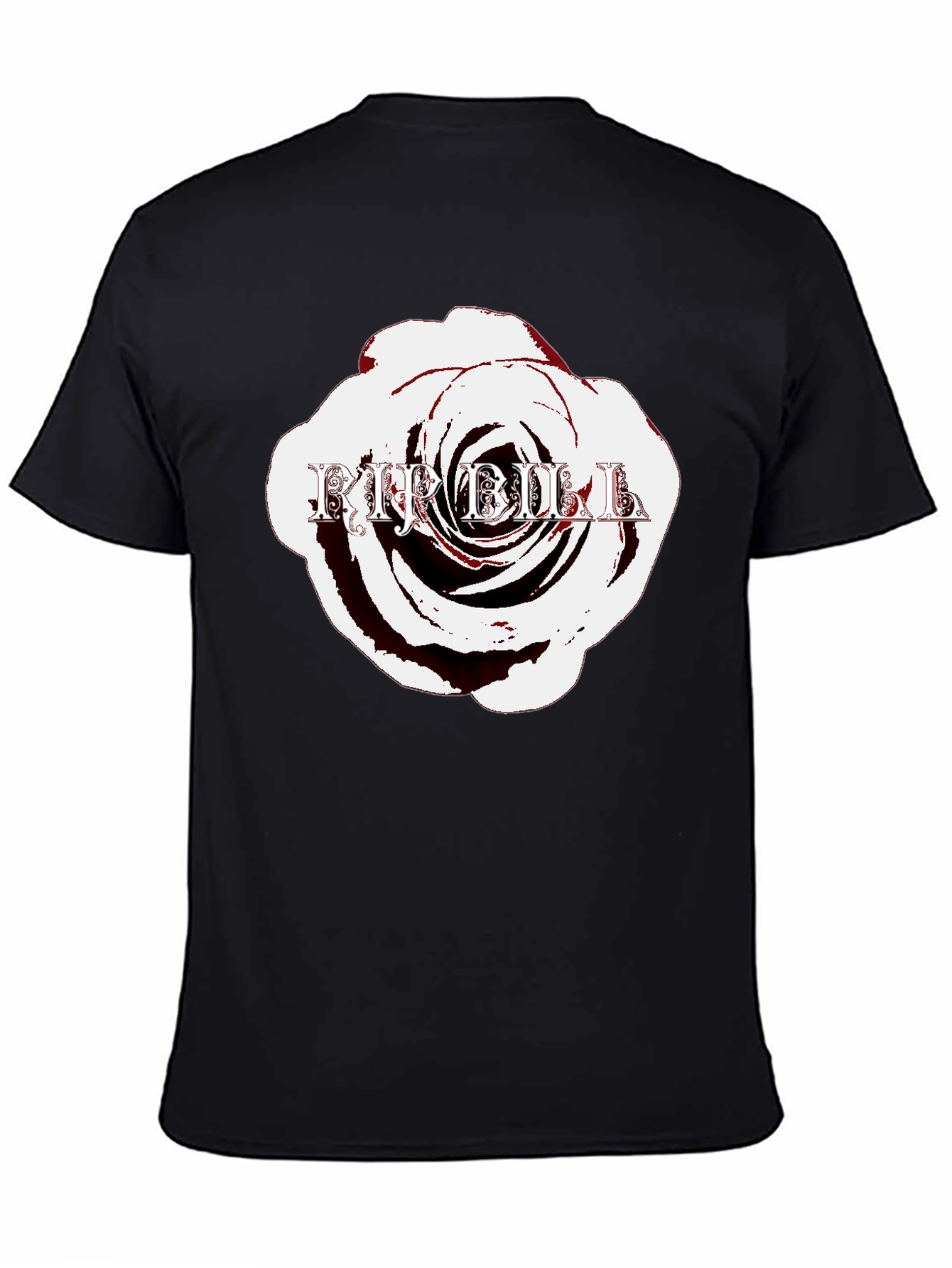 Rose with Text Black T-Shirt