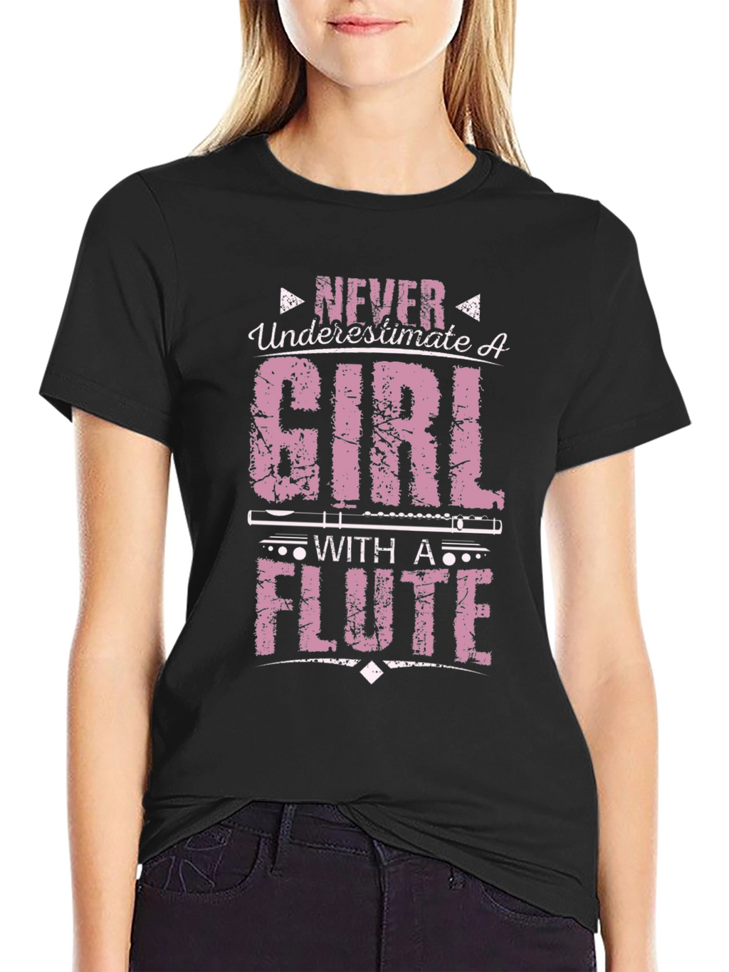 Never Underestimate Girl with a Flute T-Shirt
