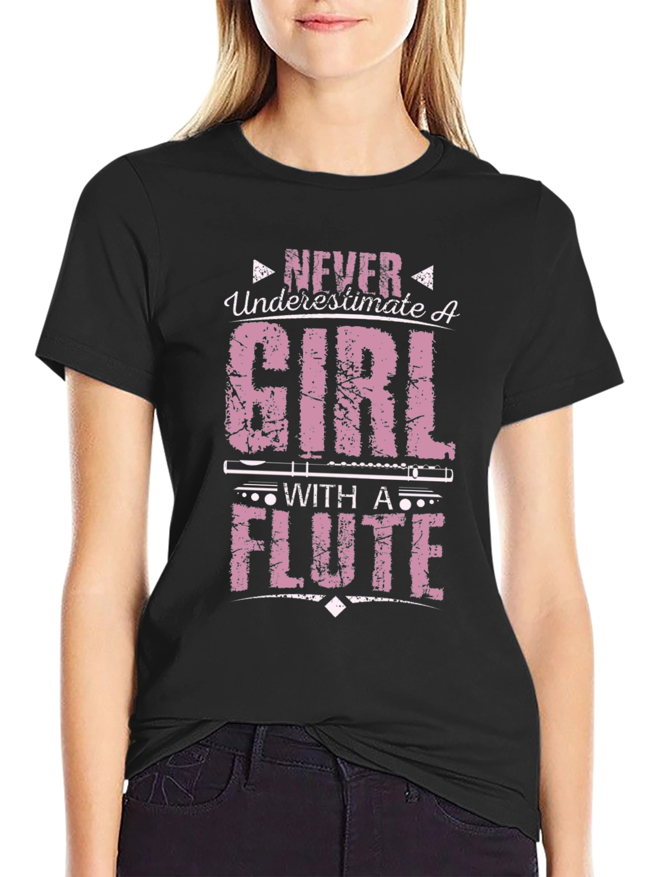 Never Underestimate Girl with a Flute T-Shirt