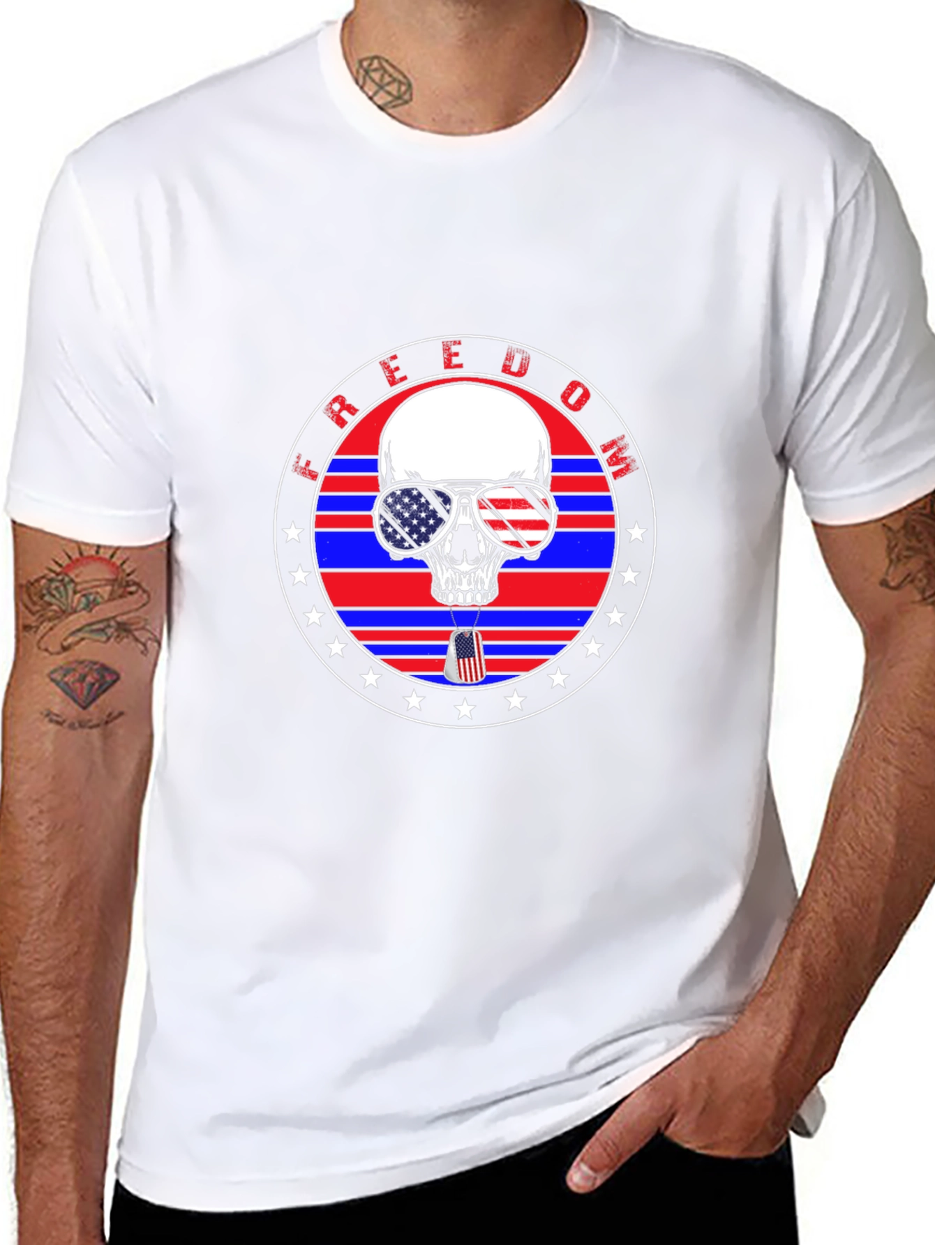 Freedom Skull Graphic T-Shirt
