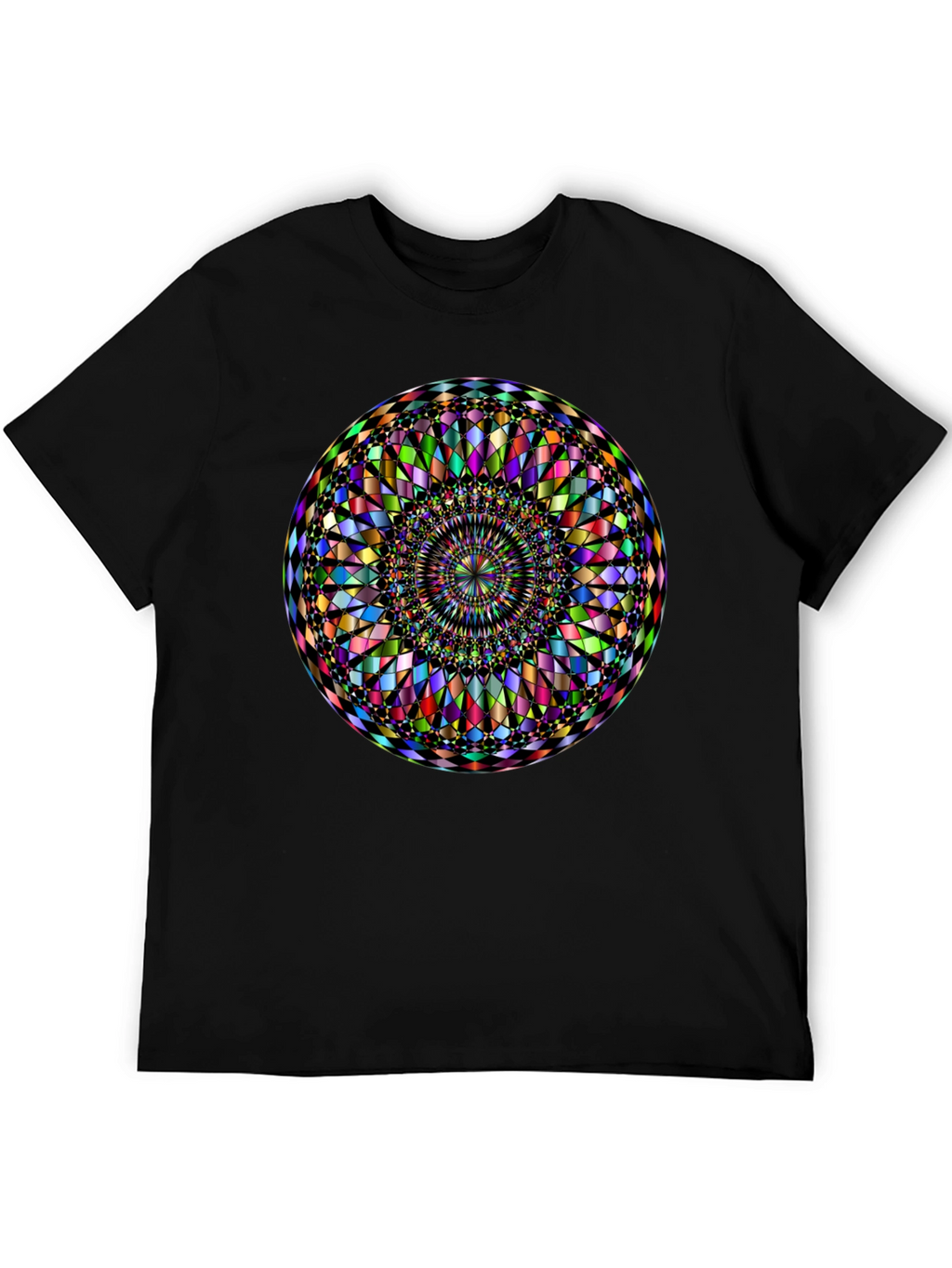 Vibrant Mandala Graphic Print Black T-Shirt