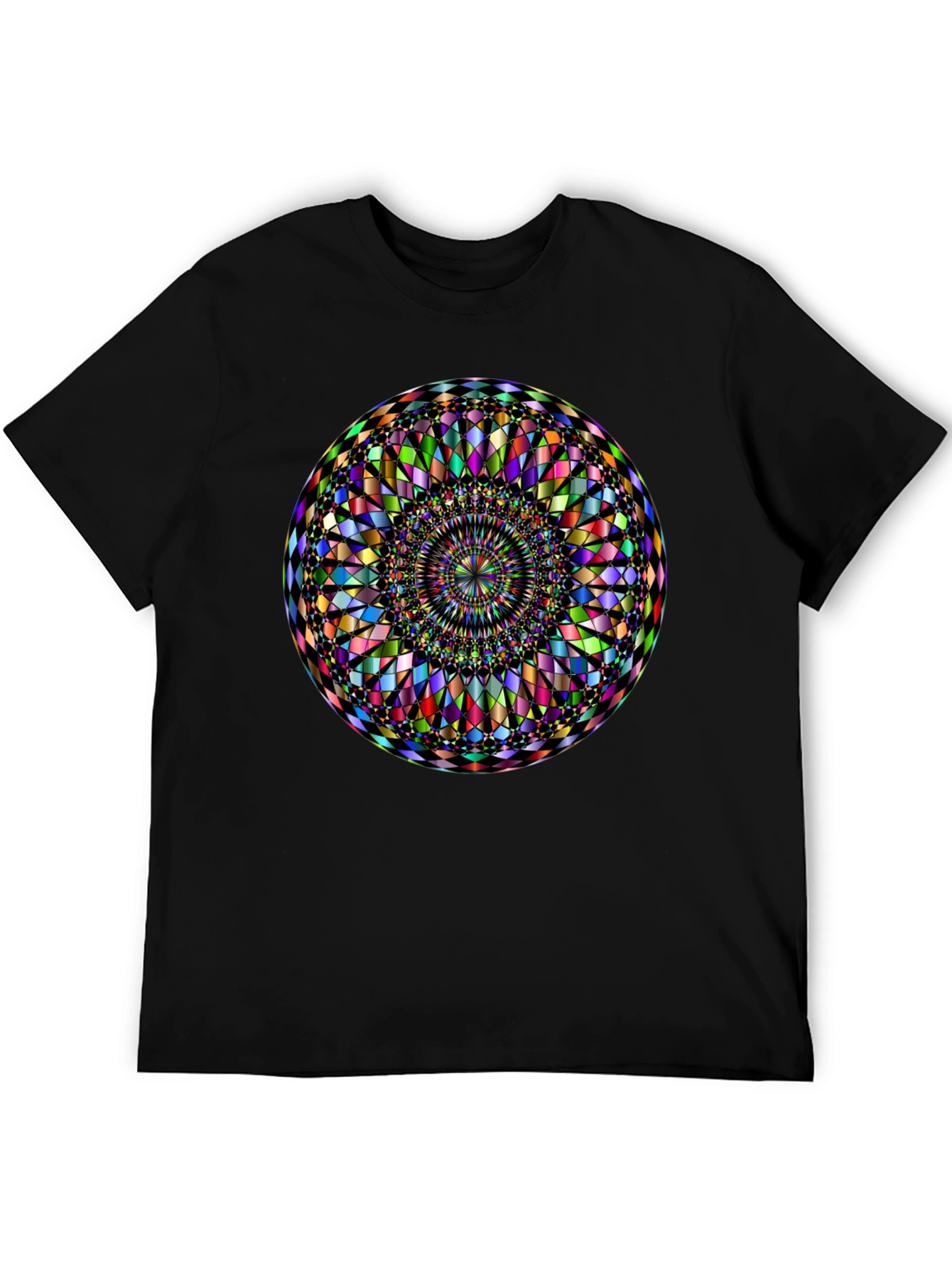 Vibrant Mandala Graphic Print Black T-Shirt