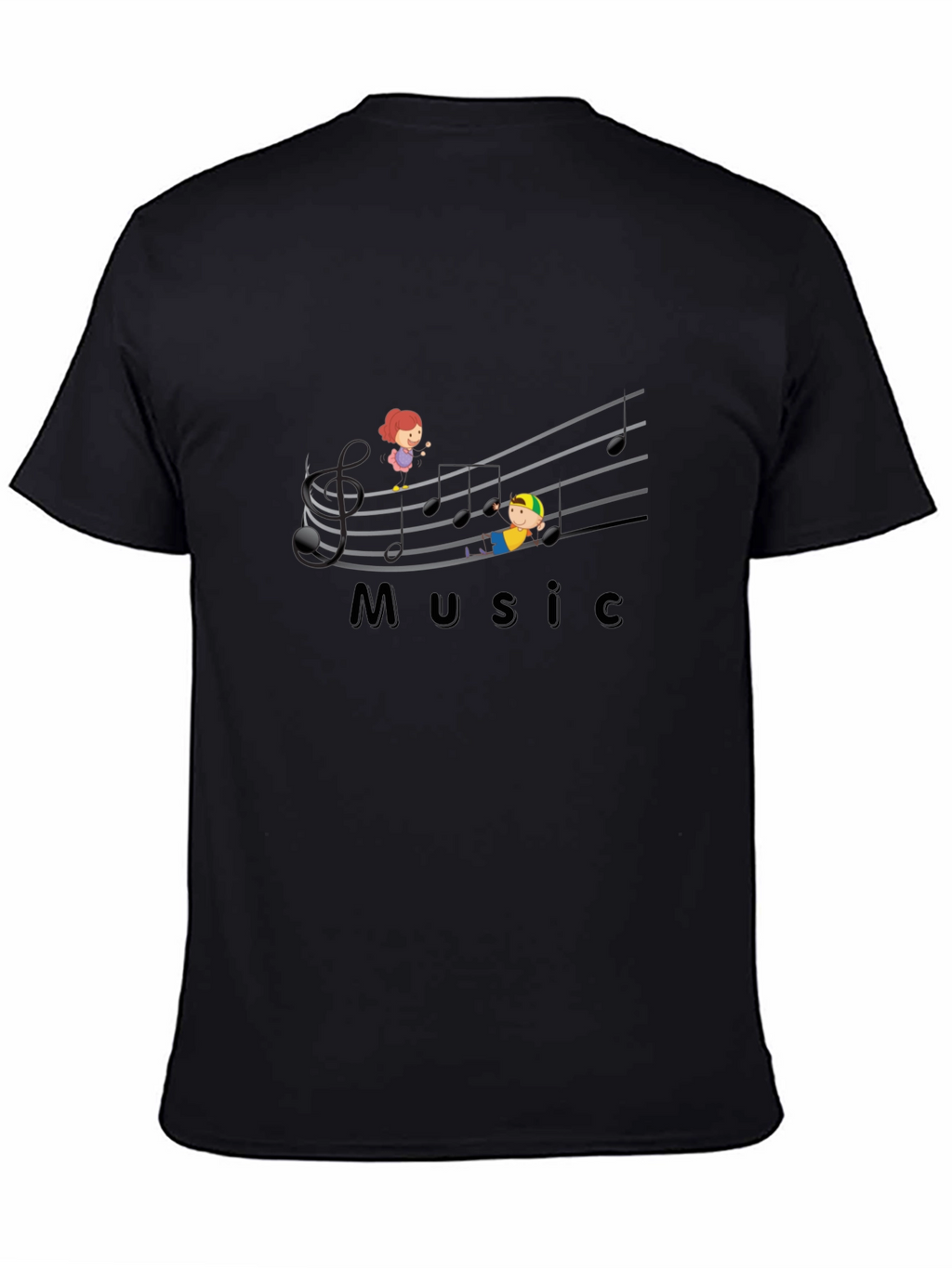 Musical Kids Graphic T-Shirt - Black Cotton Tee