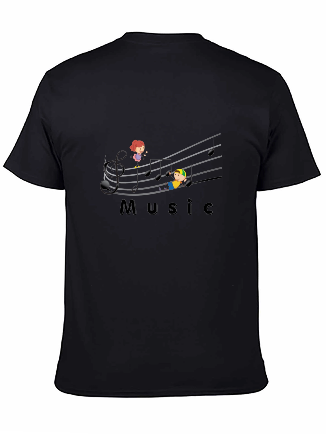Musical Kids Graphic T-Shirt - Black Cotton Tee