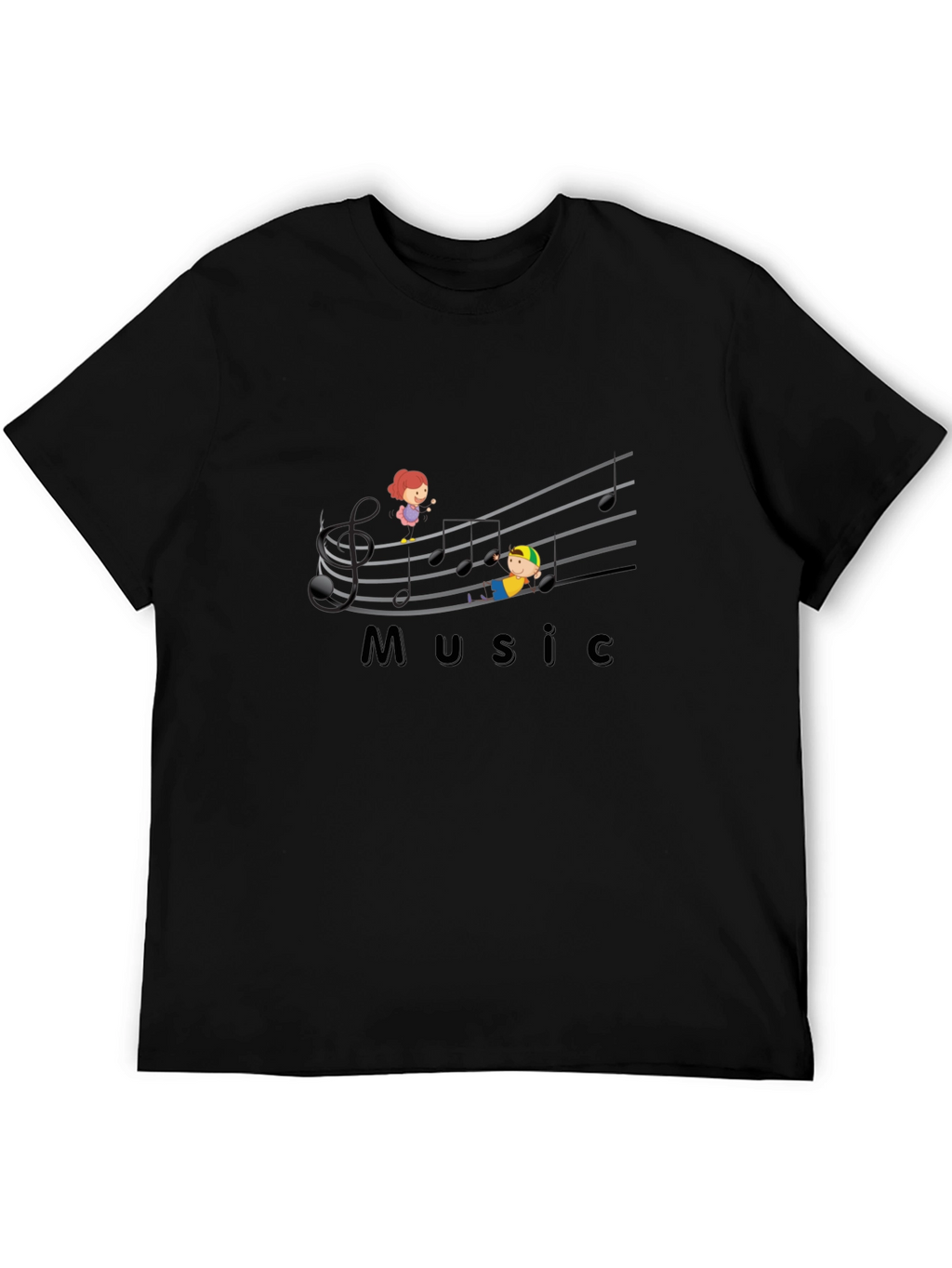 Musical Kids Graphic T-Shirt - Black Cotton Tee