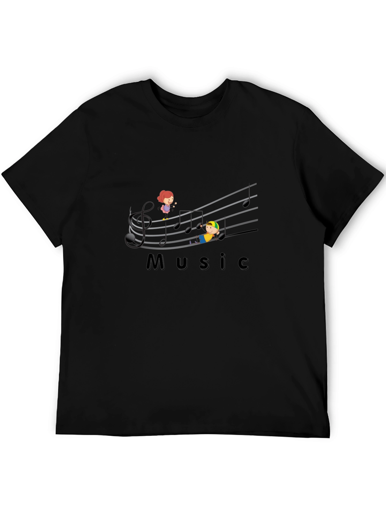 Musical Kids Graphic T-Shirt - Black Cotton Tee