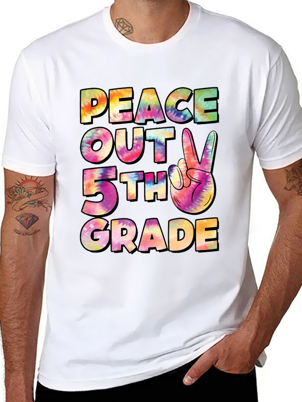 Peace Out 5th Grade Tie-Dye T-Shirt