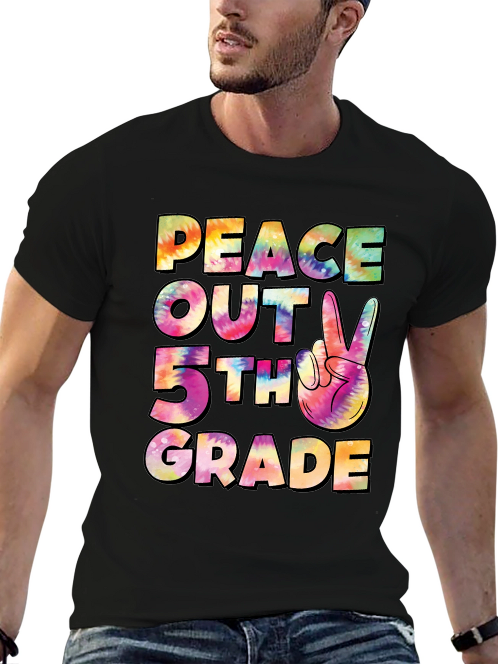 Peace Out 5th Grade Tie-Dye T-Shirt