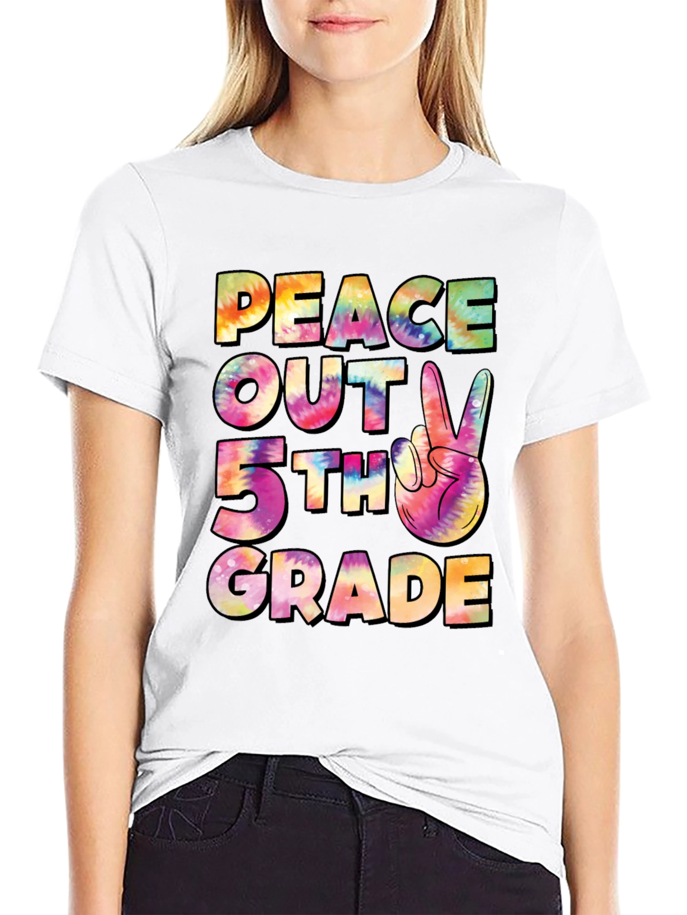 Peace Out 5th Grade Tie-Dye T-Shirt