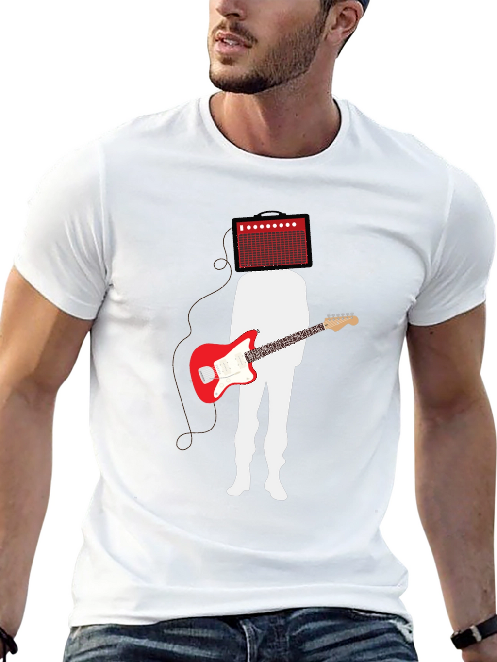 Amp Head Guitar Player Black T-Shirt