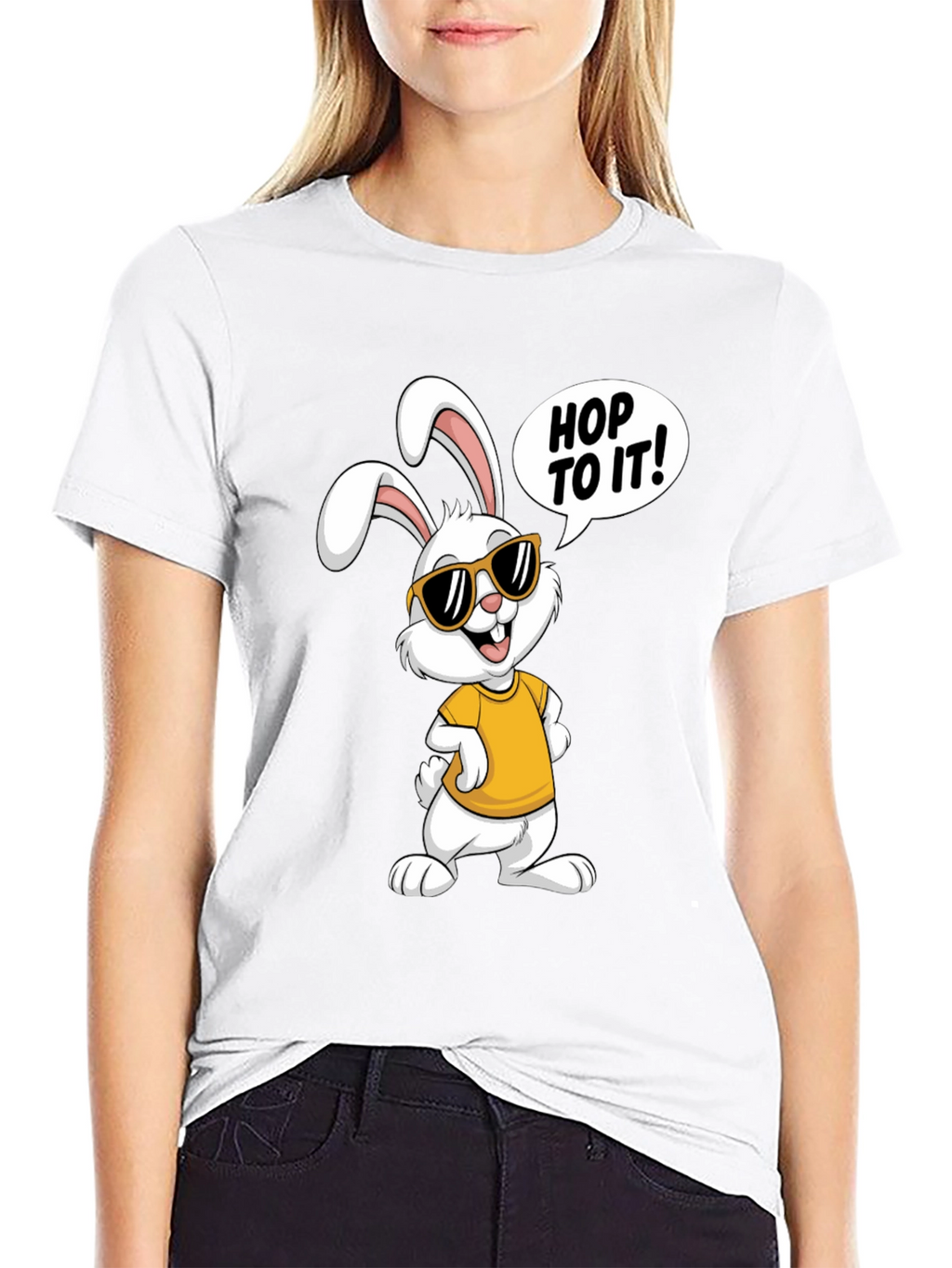 Cool Easter Bunny T-Shirt - Hop To It! Design