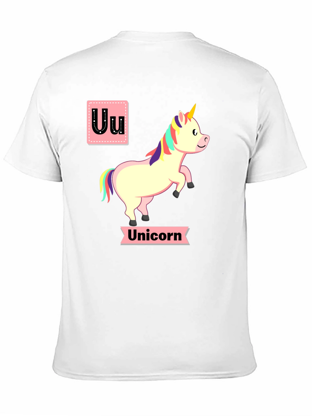 Unicorn Alphabet U Black T-Shirt