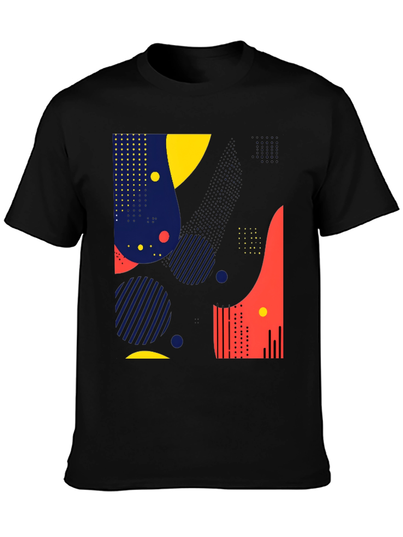 Abstract Geometric Design Black T-Shirt