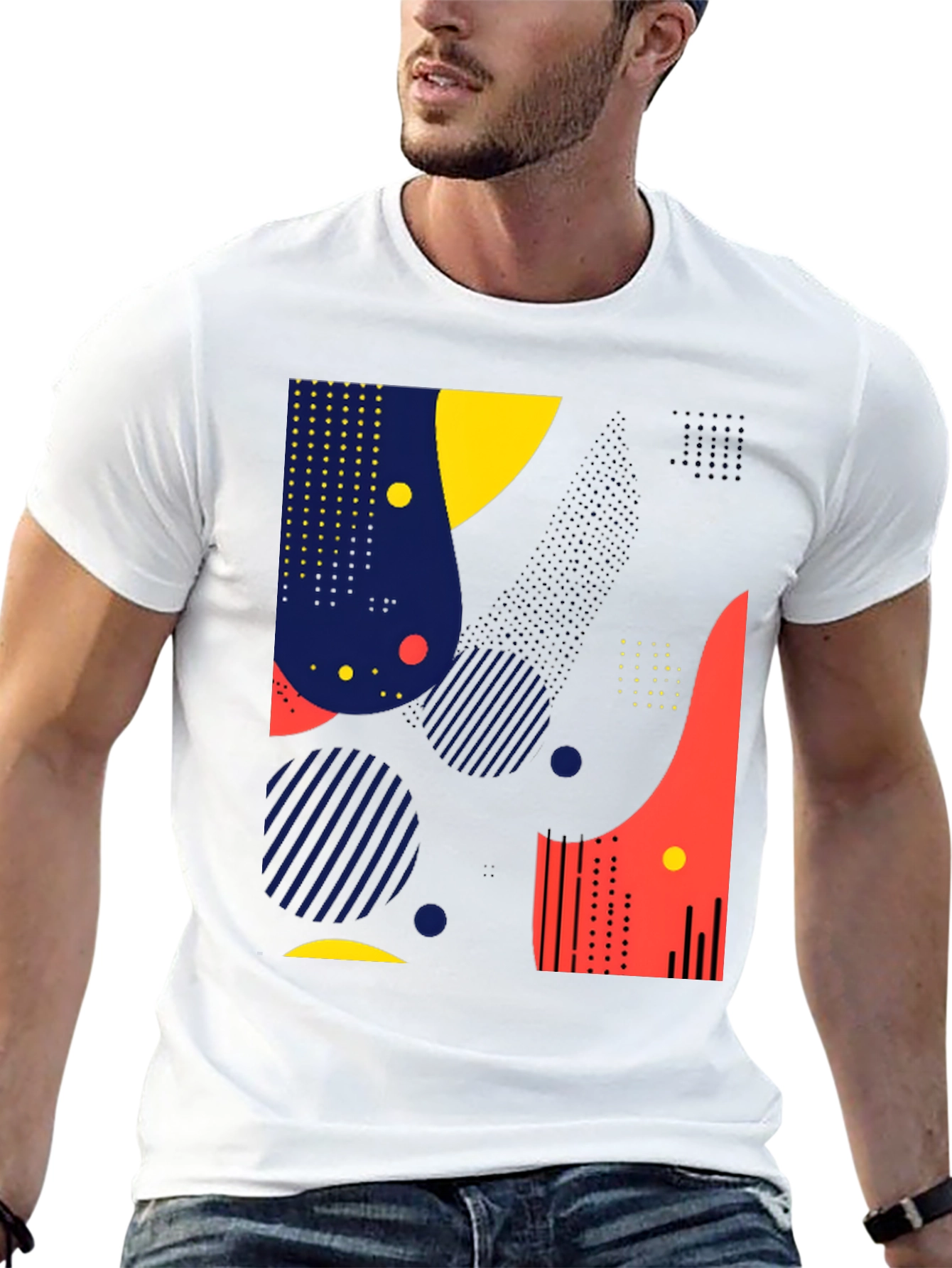 Abstract Geometric Design Black T-Shirt