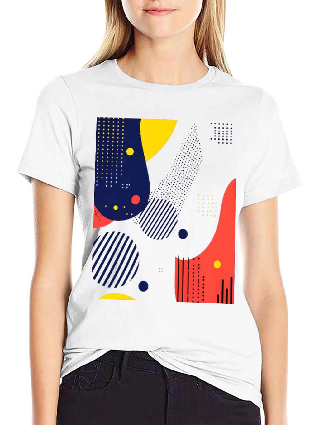 Abstract Geometric Design Black T-Shirt