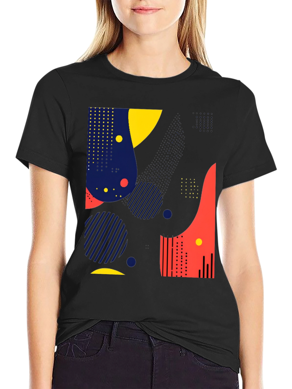 Abstract Geometric Design Black T-Shirt