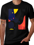 Abstract Geometric Design Black T-Shirt