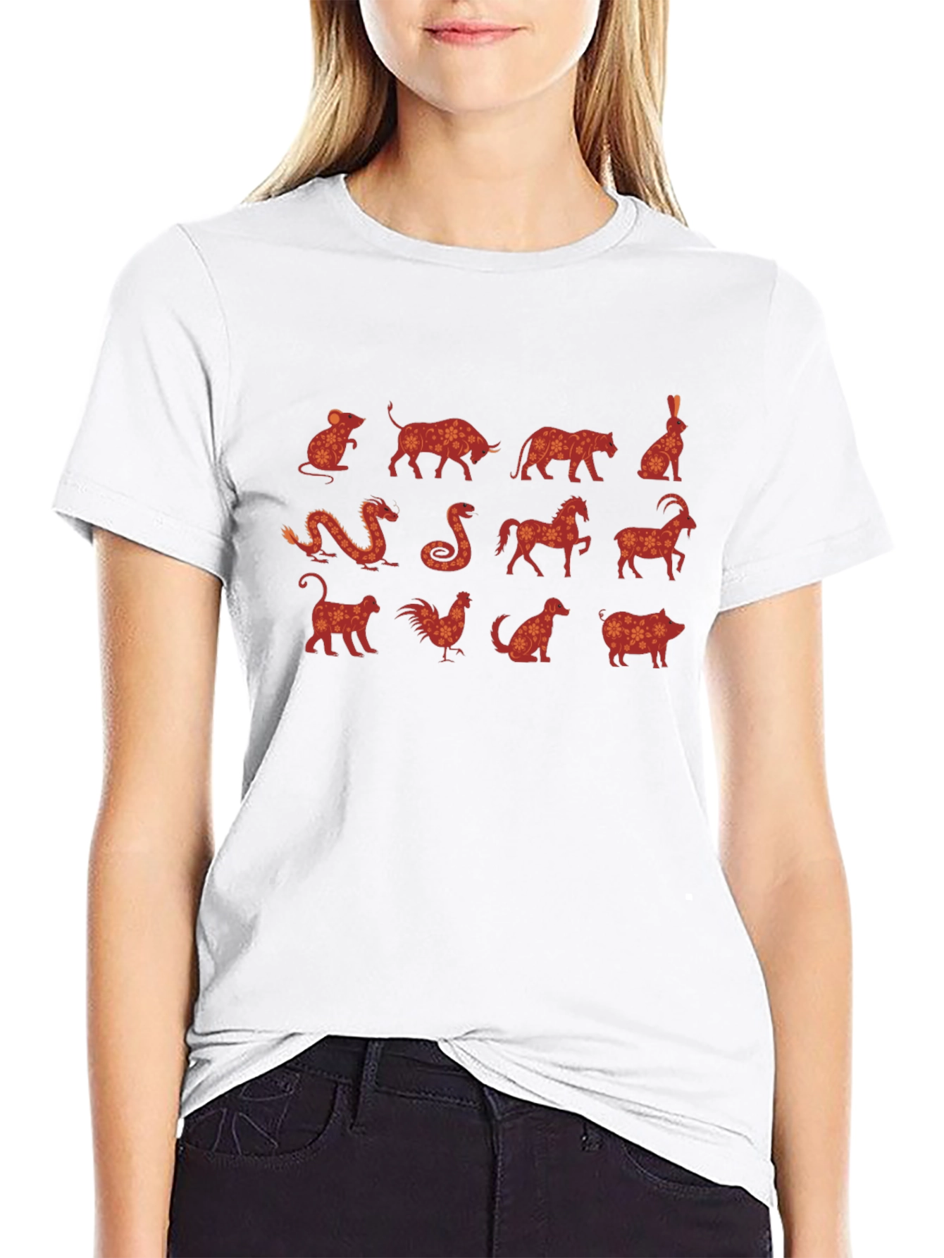 Chinese Zodiac Animals Graphic T-Shirt